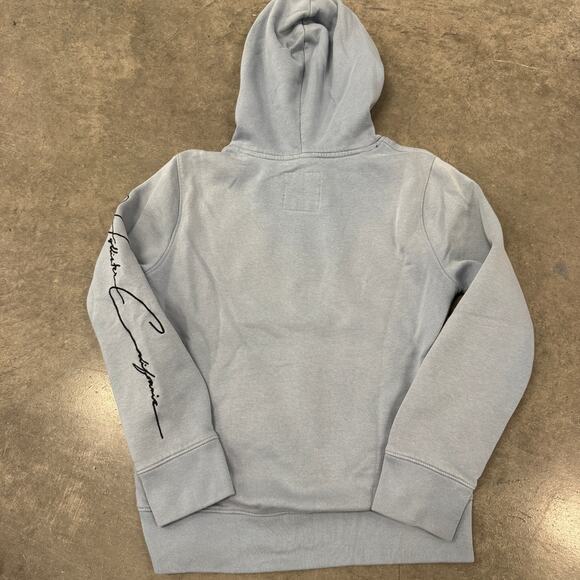 Vintage Y2K Hollister Big Bird Script Logo Baby Blue Navy Hoodie Sweatshirt XS - Picture 2 of 5